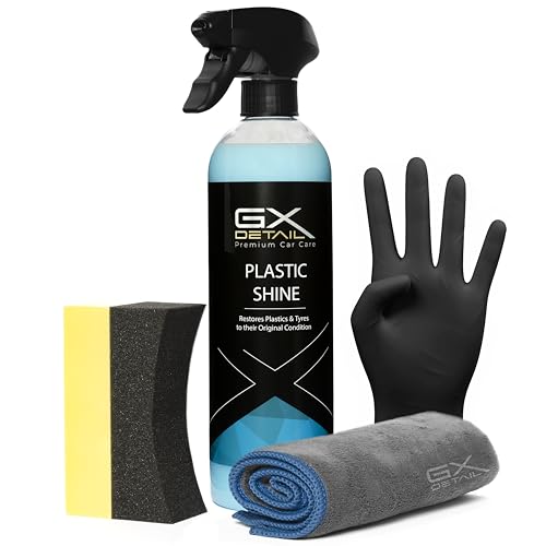 GxDetail Renovador Plasticos Coche, Neumáticos, Gomas de Exterior 500 ml. - Tyre Recover - Incluye Aplicador y Toalla de Microfobra - Restaurador de Plasticos Coche 500 ml.