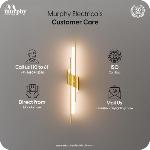 Image of Murphy Auric Twist 12W Decorative LED Wall Lamp | Warm White Wall Light | Premium Gold Finish | Modern Wall Sconce for Living Room, Bedroom & Hallway | 2 Year Warranty | Pack of 5