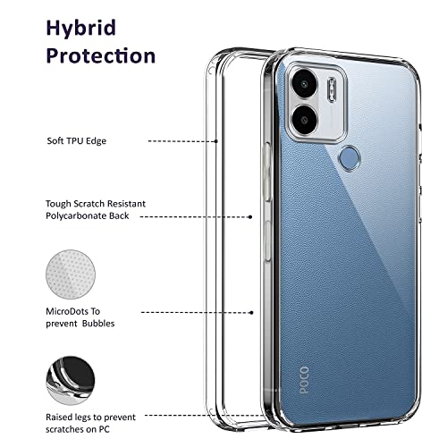 Image of Jkobi Back Cover for Poco C50 | Poco C51 (Silicone Clear Shockproof Case with Camera Protection | Soft and Flexible | Transparent)