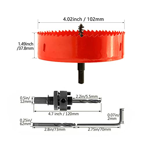 Astp&Fh Hole Saw (102Mm) Metal Wood Hole Saw Drill Bit Teeth Cutting For Smooth Cutting Of Wood Hole Boards, Corn Hole Boards, Thin Metal Plastic Fiber Boards #TOP3