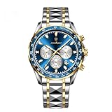 Poedagar Montre de luxe tendance pour homme, étanche, lumineuse, date, chronographe, en acier inoxydable, montre de sport à quartz pour homme, Sport