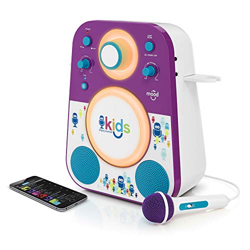 Singing Machine Kid's Smk250Pb Mood Led Glowing Bluetooth Sing-Along Speaker With Wired Youth Microphone Doubles As A Night Light, Purple/Blue #TOP4