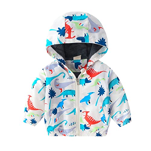 Baby Toddler Boys Windbreaker Jacket Dinosaur Car Hooded Jacket Coat Hooded Top Spring Fall Kids Outwear 1-6 Years