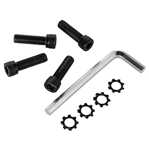 HanTof 4 Sets Replacement Allen Head AR Grip Screw with Exterior Tooth Lock Washers, Black Zinc Plated 1/4-28 * 7/8'' UNF Hex Socket Head Cap Screws with Hex Wrench, Fine Threaded,18-8 Stainless Steel