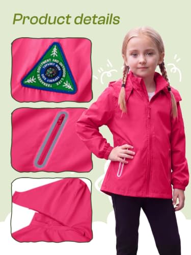 Image of SaphiRose Kids Waterproof Rain Jacket Mesh Lined with Removable Hood