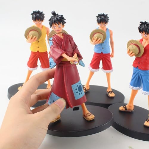 Image of Luffy Set Action Figure- Miniature Toy Figure (Doll) Special Edition for Car Dashboard, Decoration, Cake, Office Desk & Study Table (Pack of 5) (Height- 16cm)