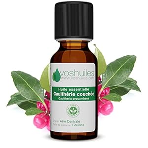 VOSHUILES – Huile Essentielle Gaulthérie Couchée 10ml – 100% Pure et Naturelle – HEBBD – Parfum Très Aromatique – Utilisation en Massage – Huile Végétale