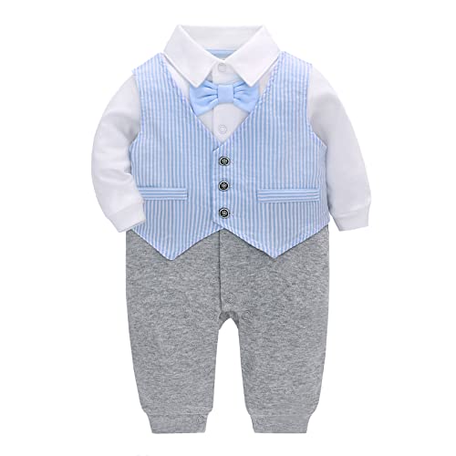 famuka Baby Boy Abiti Formali Tuxedo Matrimonio Battesimo Vestiti per Bambini (12 Mesi, Blu)