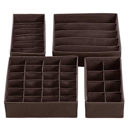 SONGMICS Drawer Organizers, Collapsible Closet Dividers for Bras, Underwear, Socks, Ties and Scarves