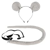 QinRuan Mouse Ears Headband and Slender Mouse Tail Set,Halloween Anime Masquerade Cosplay Props