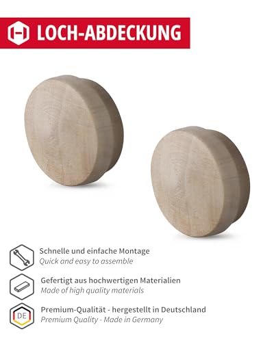 Gedotec Hole covers universal cover caps wood for blind hole diameter 15 mm, Natural Maple, 20 pieces - maple - Image 2
