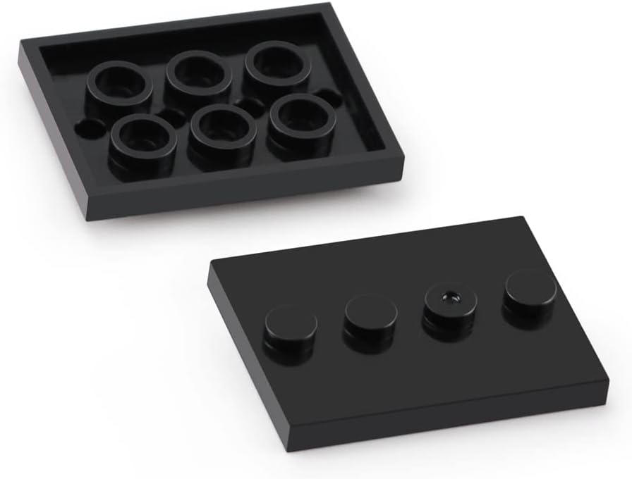 60pcs Plates Parts Tile Modified 3x4 with 4 Studs in Center Black Compatible with Figure Display Base Collector Series Pack Set 88646