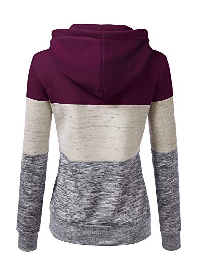 Doublju Basic Lightweight Pullover Hoodie Sweatshirt For Women Plum 1X #TOP2