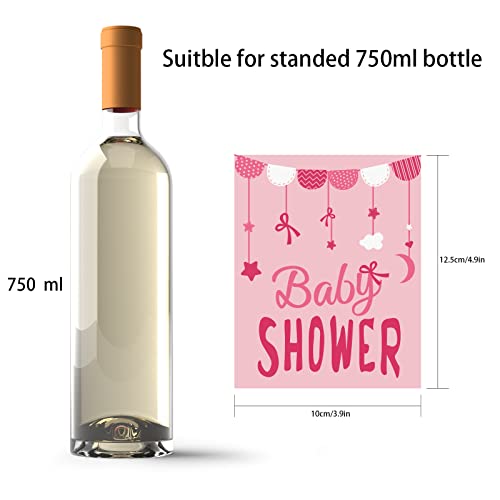 SUPERDANT 14 vellen 7 stijlen pasgeborenen feest wijnfles label sticker baby shower wijnfles afdekking set voor verjaardagsfeest decoratie accessoires roze - Image 7