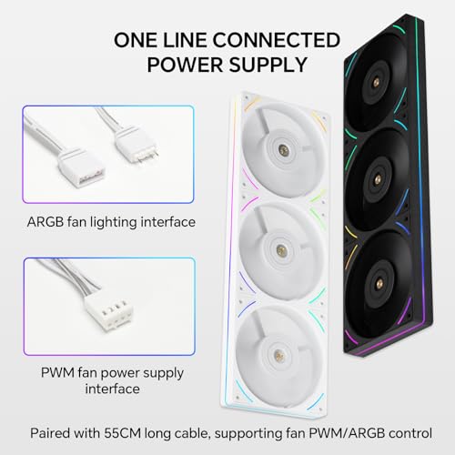 Image of Thermalright TL-UB36W 360mm Single-Frame PC Cooling Case Fans - PWM 2150 RPM Speed | ARGB Lighting | 207CFM Airflow | Single Modular Cable, for Chassis & Liquid Cooler (White)