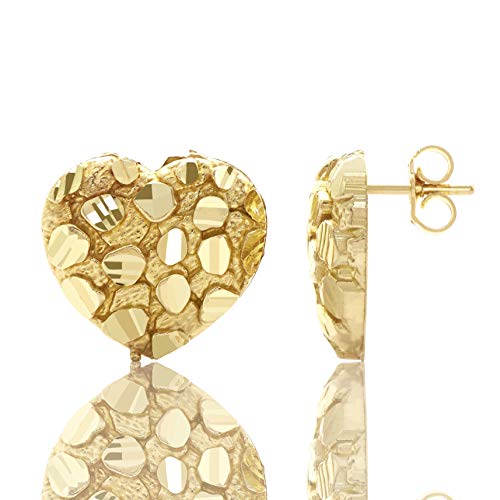 10k Yellow Gold Heart Nugget Stud Earrings (0.53