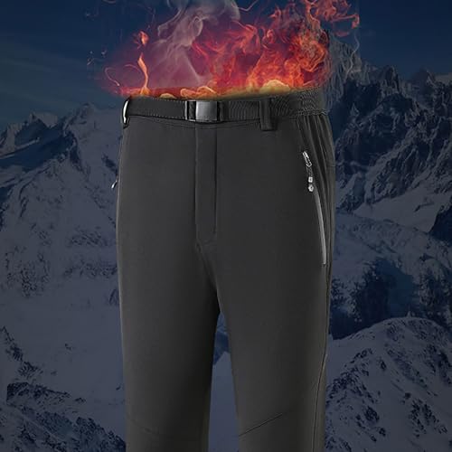 Pantalones de softshell para mujer de invierno para hombre, pantalones de senderismo, impermeables, impermeables, con cremallera, pantalones de esquí, pantalones de nieve, transpirables, pantalones de - imagen 6