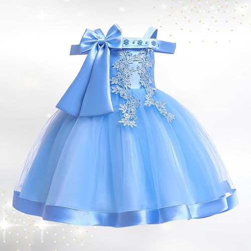 Girls Party Dresses Strapless Tiered Ball Gown with Train for Runway Shows Flowy Princess Dress with Bow Accents2