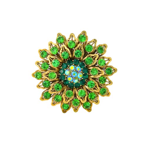 Image of Large Crystal Flower Brooch Pin for Women Red purple pink green Rhinestone Flower Lapel Pin Wedding Party Birthday Dance Banquet Dress Suit Ceremony Clothes Hat Bag Accessories Jewelry