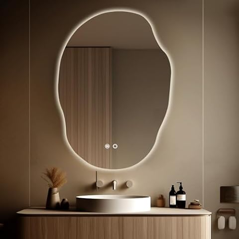 WallBeyond LED Bathroom Mirror with Lights, 25 x 35 Inch Led Bathroom Vanity Mirror for Wall, Anti Fog Mirror for Bathroom, 3 Colors and Dimmable Light, Horizontal/Vertical Cover