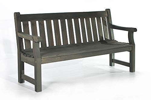 BrackenStyle Dark Grey Garden Park 3 Seater Wooden Bench Treated Scandinavian Pine Thick Timbers