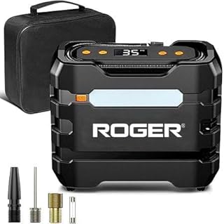 Roger Portable 12V DC Car Tire Inflator Air Compressor. Featuring Auto Shut Off and LED Lights, It's Perfect for Inflating Price In India