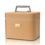 Sluxa Train case makeup box, Big begie makeup box organizer, Large capacity cosmetic box organizer,Professional train case make up box for women adults.