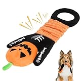 KOOLTAIL Halloween Dog Toys, Tough Plush Dog Chew & Squeaky Toys with Crinkle Paper, Interactive Training & Tug of War Puppy Teething Toy for Indoor Outdoor Play for Small Medium Large Dogs, Pumpkin