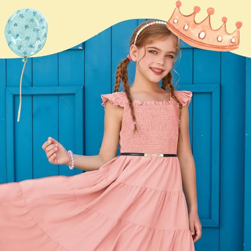 Leather Skinny Girl Belt for Dress Adjustable Thin Waist Belt with Golden Buckle 2 Pack2