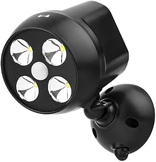 NICREW 600-Lumen Outdoor LED Security Light, Battery Powered Wireless Motion Sensor Light (Black)