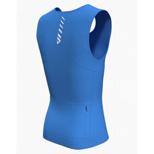 Lo.gas Sleeveless Cycling Jersey Men, Biking Base Layer Breathable And Lightweight With Back Pocket Sports Vest Blue #TOP1
