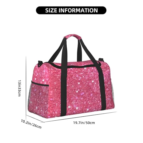 Sparkling Pink Glitter Travel Duffel Bag Lightweight Waterproof Carry On Tote Bag Foldable Weekender Overnight Bags Sport Gym Bag For Women Men4