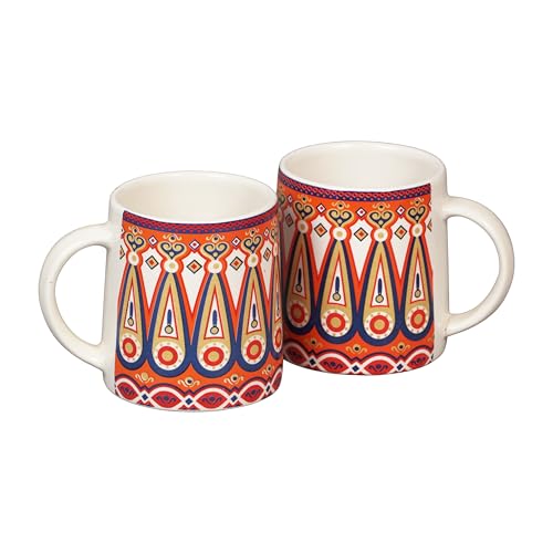 Image of miah decor Ceramic Tea Coffee Cups Set Matte Printed Small Chai Mug Drinkware Microwave Safe for Home & Restaurant-300 ml (MD-749)