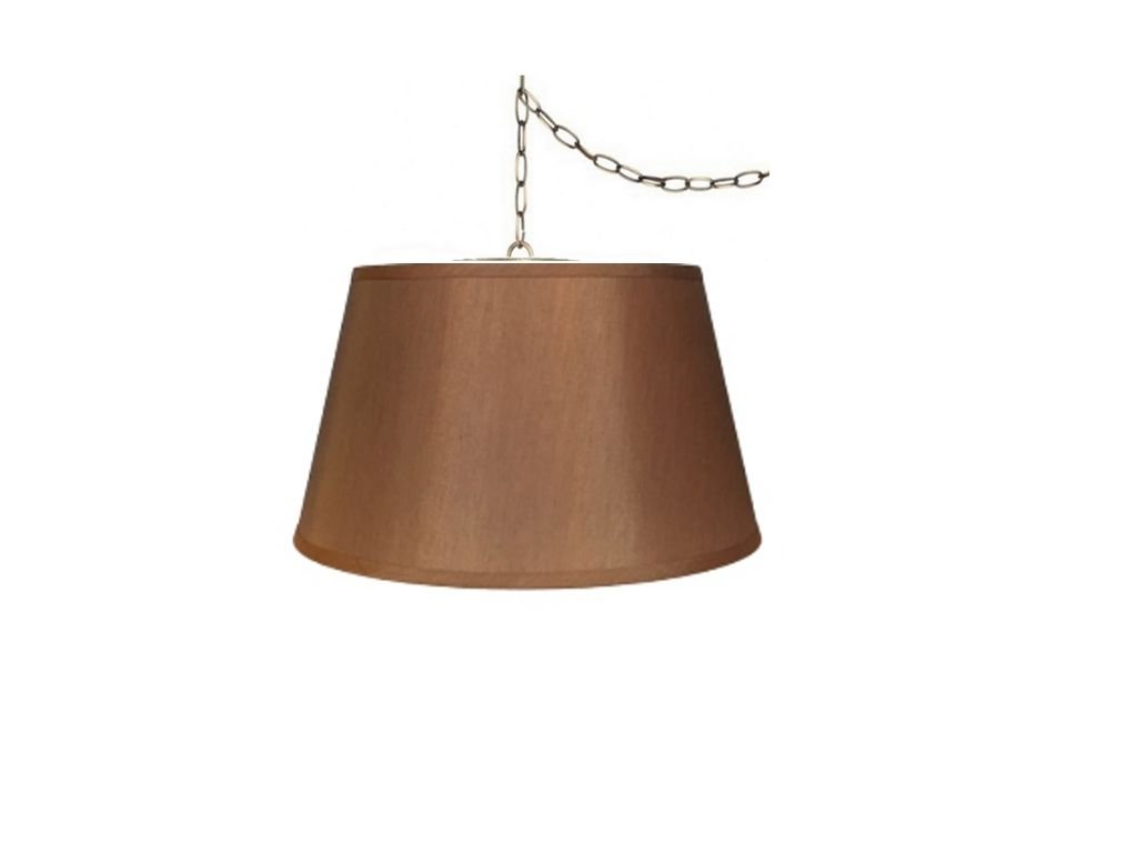 Upgradelights 19 Inch Bronze Swag Lamp Fixture Hanging Plug-in, Laminated Silk