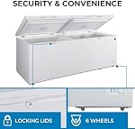 Kenmore 25 Cu Ft Chest Freezer, Convertible Refrigerator, Garage Ready Deep Freezer, Large Capacity Family Size for Bulk Food & Meat Storage, 2 Hanging Basket, White