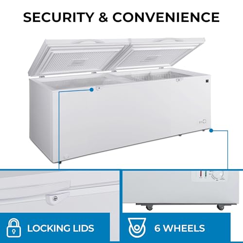 Kenmore Deep Freezer - Convertible Refrigerator/Chest Freezer, 2 Hanging Basket, Garage Ready, Meat Storage, Front Drain, Congelador For Home, Apartment, Basement, Cottage 25.0 Cubic Feet, White on Fridge.com