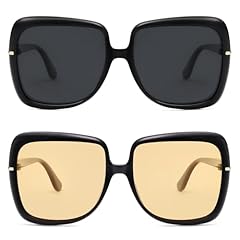 2 Pack All Black + Black Frame Yellow Lens