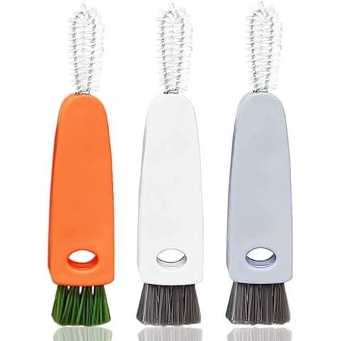 3 Pieces Bottle Brush 3 In 1 Carrot Cup Lid Brush Bottle Cap Cleaning Brush Cup Cover Clean Brush Kitchen Portable Multifunctional Groove Cleaning Brush Cover