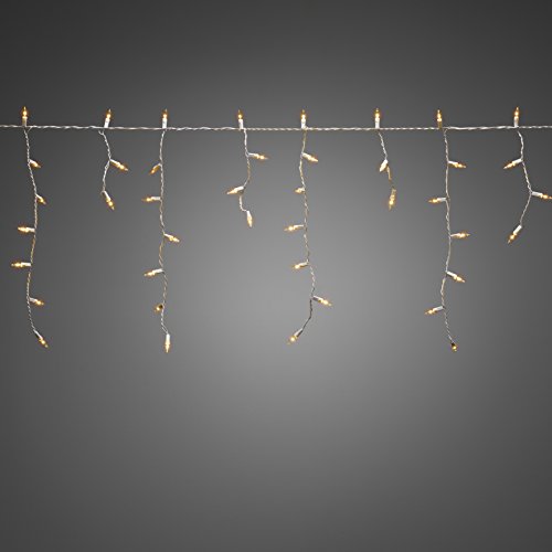 Konstsmide LED Eisregen Lichtervorhang, 200 bernsteinfarbene Dioden, 31V Außentrafo, weißes Kabel - 2771-802, Weiß