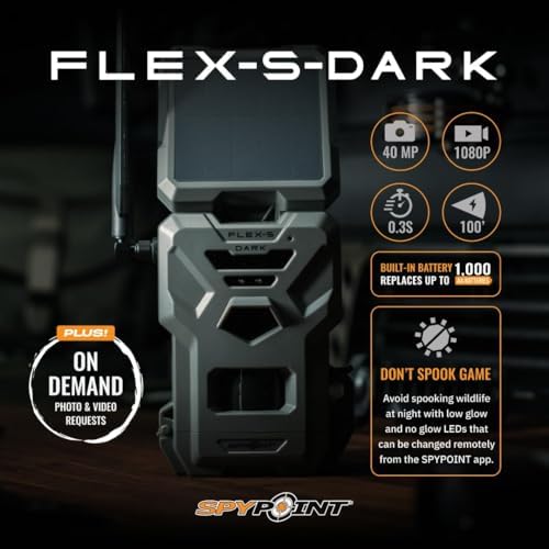 SPYPOINT Flex-S-Dark Solar Cellular Trail Camera – Built-in Solar Panel, 40MP Photos, 1080p Videos + Sound, No-Glow Game Camera, Night Vision, Motion Activated Trail Cam — view 2