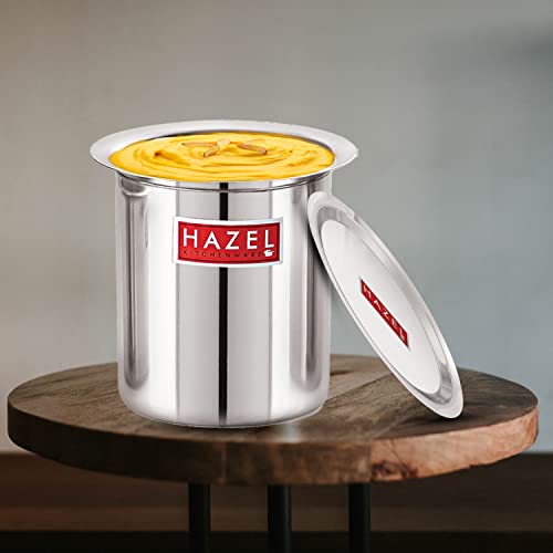 Image of HAZEL Steel Milk Pot with Lid | 3500 ml Stainless Steel Milk Boiler Container | Milk Boiling Vessel Gunj for Kitchen