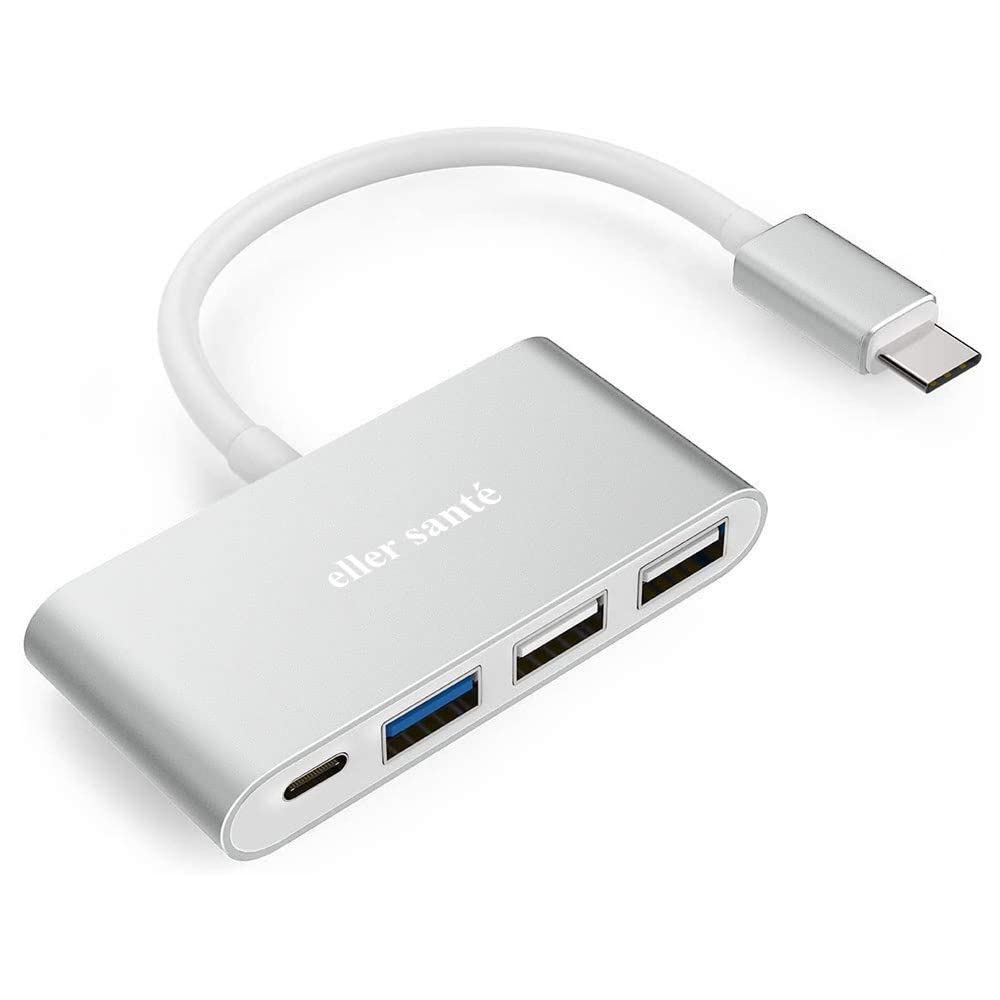 eller santé® USB Type C Hub QUARDO 4IN1 multiport USB 3.0 High-Speed Adapter connector (5GBPS) data transfer Converter Extension, USB 2.0 Type C PD, docking station USB A Port Compatible with Macbook Air Pro (M1, M2 etc), iPad Pro Air, Laptop, and Other Type C Mobile & Devices