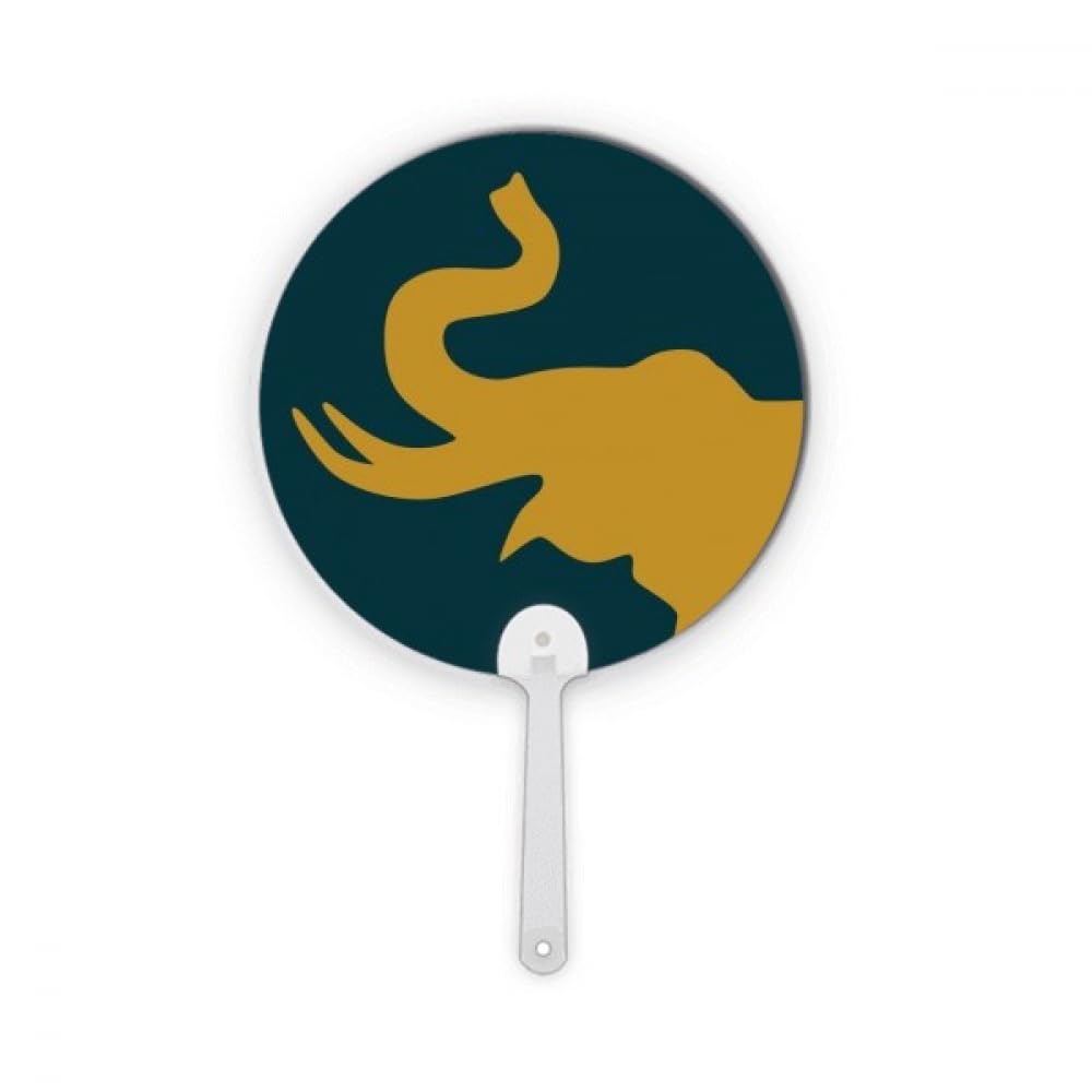 Éventail rond en plastique motif éléphant de Thaïlande bleu pour l'été