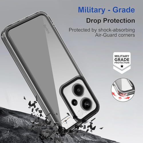 Image of NDCOM for Redmi Note 13 Pro Plus Back Cover | Durable Redmi Note 13 Pro Plus Cover | Black Crystal Clear Back Case