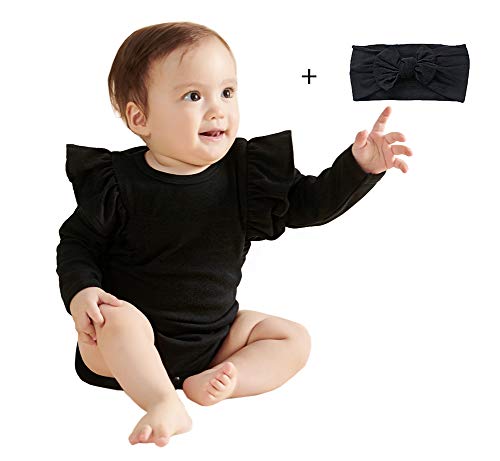 O2 BABY Organic Cotton Baby Girls Romper Bodysuit Jumpsuit with Headband Outfit2