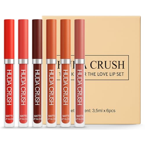6 Pcs Liquid Lipstick Waterproof – Matte, Long Lasting | Lipstick Combo Set with Red Nude Pink Shades, Transfer-Resistant, DailyWear Gift Box