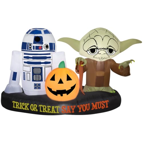 Gemmy AIRBLOWN® Inflatable – THE Original Blow UP Halloween Decor 6 FT Yoda and R2-D2 Halloween Inflatables Outdoor Decoration, Star Wars Blow Up with LEDs for Indoor/Outdoor Halloween Yard Decor