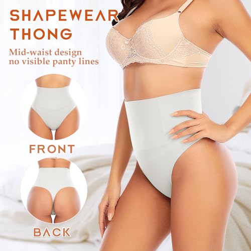 Image of Werena Tummy Control Thong Shapewear for Women High Waist Shaping Underwear Seamless Thongs Panties