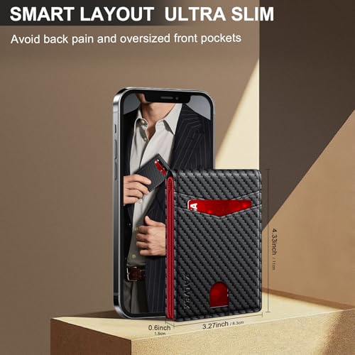 Image of Wallet for Men Slim RFID Blocking Leather Credit Card Holder Wallet for 14 Cards, Bifold Minimalist Thin Wallet with 2 ID Windows & Cash Slot, Front Pockt Carteras Para Hombres, Birthday Gifts for Men