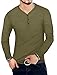 MLANM Mens Casual Slim Fit Basic Henley Long Sleeve Fashion Cotton T-Shirt Small, Army Green